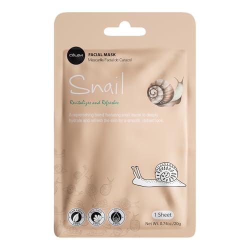 Celavi Korean Face Mask Sheet Set, Spa Masks, 12 Pack, Snail Mucin Mix - color: Renewing Mix, size: 1 Count (Pack of 12)