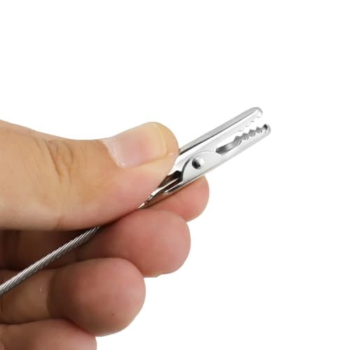 Antrader Metal Wire Long-Tailed Alligator Clamp,Metal Wire Clamps,50Pcs - color: Silver Tone