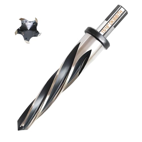DKIBBITH 15/16" Bridge Construction Reamer Drill Bit, M2 HSS Taper Chucking Reamer for Steel Alloy Metal Wood Plastic, 1/2" Non-Slip Shank, 5-Spiral Flutes Car Reamer, to Align or Enlarge Holes, 24mm - size: 15/16"