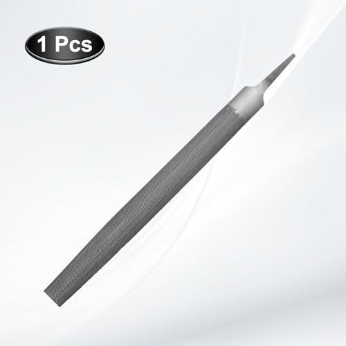 HARFINGTON 10" Half Round Medium Cut File Double Cut Teeth Medium Metal File High Carbon Steel T12 without Handle for Metal Wood Tool Sharpener, Gray - size: 10"