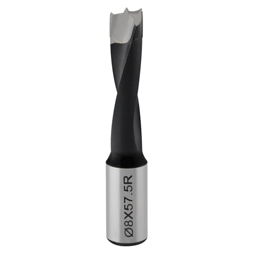 Carbide Tipped Brad Point Boring Bit 8mm Dia x 57.5mm Long - 10mm Shank, Right Hand Rotation for CNC Dowel Drilling - size: 8mm Dia x 57.5mm Long x 10mm Shank R