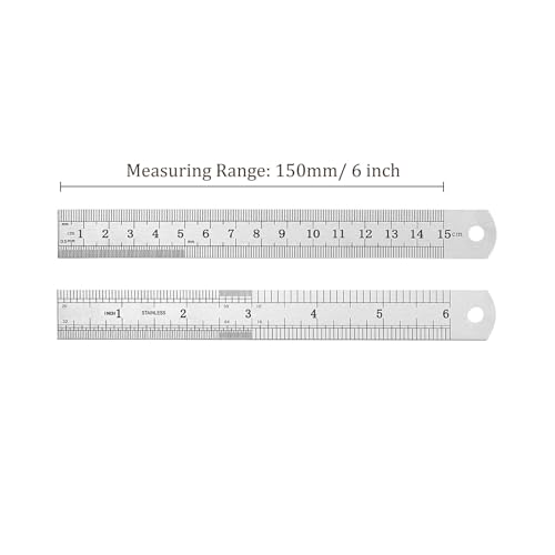 5pcs Metal Straight Edge Ruler 150mm 6" Stainless Steel cm Rulers