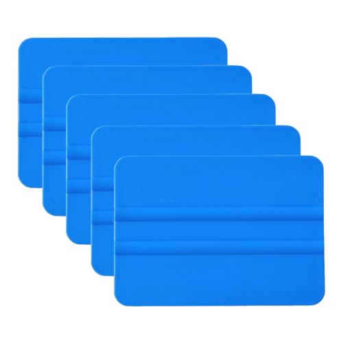 Flexible Plastic Scraper Vinyl Wrap Blue Squeegee Window Tint Film Tool Kit for Car Wrapping, Tinting, Wallpaper Decals - 4-inch (5 pk) - color: Blue-2, size: 5