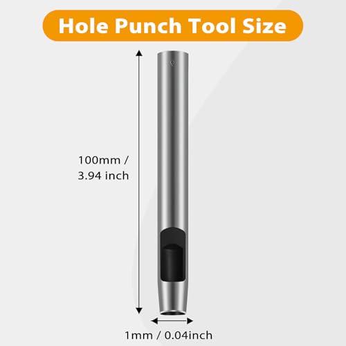 Leather Hole Punch Tool 1mm/0.04inch Round Hollow Hole Punch - size: 1 mm / 0.04 inch