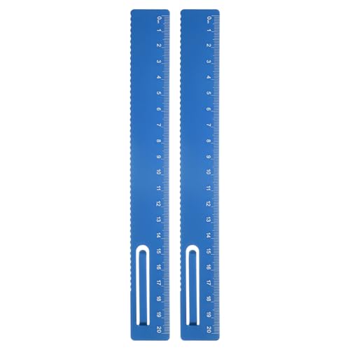 HARFINGTON 2pcs Straight Ruler 20cm Metric Metal Aluminum Alloy Measuring Bookmark Clip Rulers Scale Tool for Measure Study Reading Classroom Office, Blue - color: Blue, size: 20cm