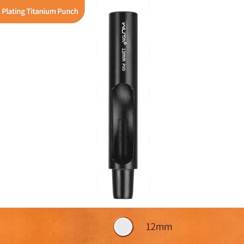 WUTA PVD Coated Leather Hole Punch, High-Carbon Steel Precision Round Punches for Belt & Watch Strap Making, Rust-Resistant Sharp Edge Craft Tools (1pc 12mm Hole Punch) - size: 12mm