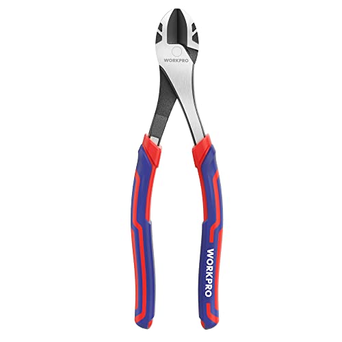 WORKPRO 8 Inch High Leverage Diagonal Pliers, Cr-V Steel & Anti-Slip Handle
