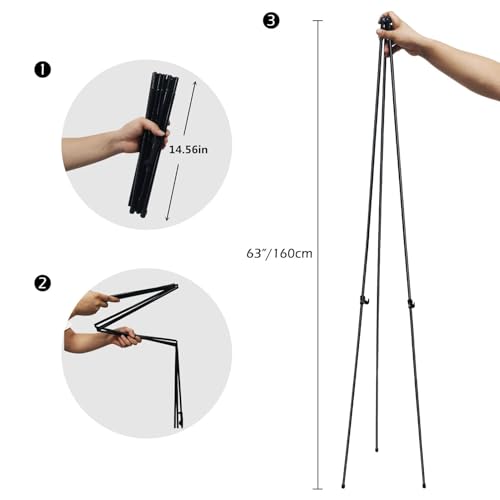 RRFTOK 2 Pack 63 in Sign Easel Stands, Instant-Fold Tripods with Bags - style: 63B 2pack