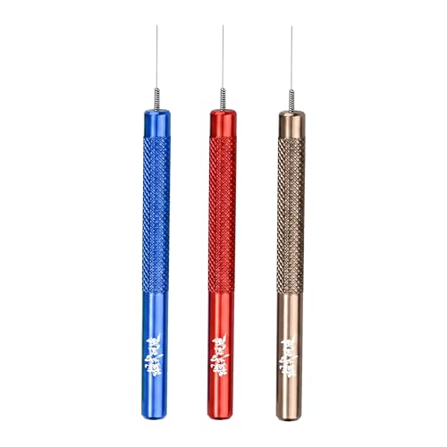 3 Pcs 2.95" Mini Precision Hobby Tool Set - Red Gold Blue Aluminum Alloy Glue Applicator Needles for Adhesive Dispensing Model Building Polymer Clay Sculpture