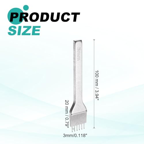 HARFINGTON Leather Stitching Punch 3mm 6 Prong Carbon Steel Leather Punch Hole Tool Chisel for DIY Craft Handbag Wallets Card Belt Holders Key Holders Belts, White - color: White, size: 3mm 6 Prong