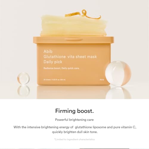 Abib Glutathione Vita Sheet Mask Daily Pick, 30 Sheets, Korean Radiance Face Skin Mask - color: Glutathione
