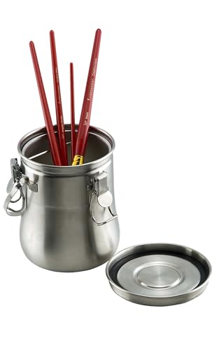 Newton Air-Tight Stainless Steel Brush Washer- Deluxe Leak-Proof Paintbrush Cleaning System for Artists & Painters