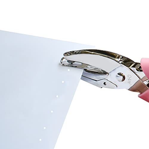 Handheld Hole Paper Punch Puncher with Pink Soft Handheld Grip