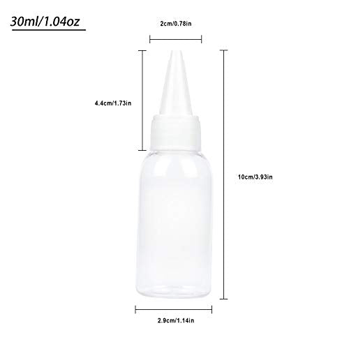TRENDBOX 1oz / 30ml Plastic Bottle Pointed Mouth Top Cap for Essential Oils, Liquid - 12 Pack - size: 12 Pack - 30 ml