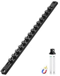 ALOANES Magnetic Socket Organizer, 3/8" Rail 14 Clips (Black, 1PC) - color: Black, size: 1PC, 3/8-Inch Drive