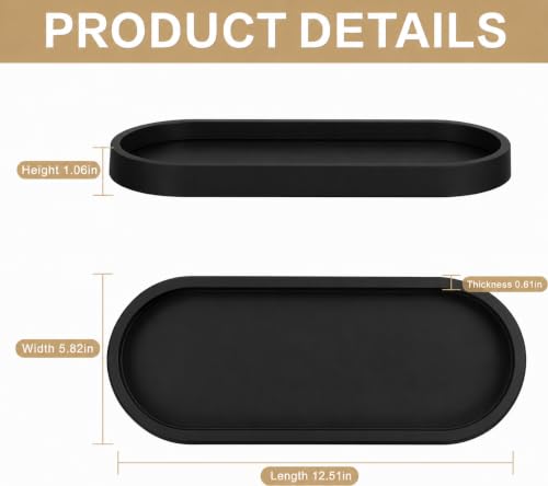 Bathroom Tray,Vanity Tray,Perfume Tray for Makeup,Perfume,Trinket - color: Black, size: 12.5"x5.8"x1.1" (1 Pack)