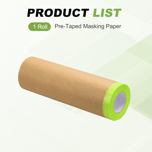 HARFINGTON Pre-Taped Masking Paper 18 in x 49 FT Green - color: Green, size: 18 IN x 49 FT