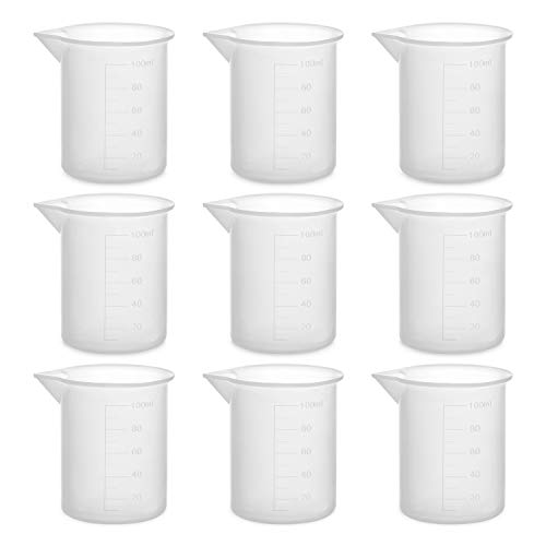 Gartful 100ml Resin Measuring Cups, 9PCS 3 oz Graduated Silicone Resin Mixing Cups, Reusable Stir and Pour Tools for Epoxy Resin, Jewelry Casting Moulds, Acrylic Paint Pouring, Cup Making - size: Small-100ml*9