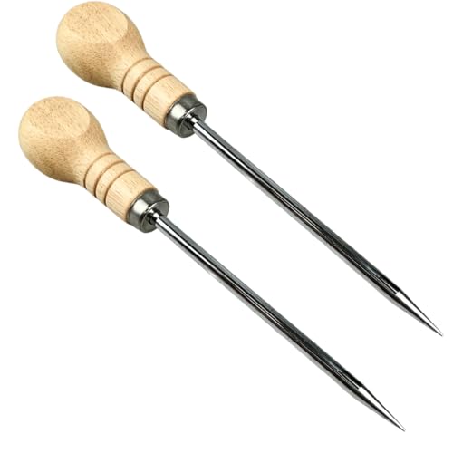 ToolUSA (2 Pack) 4" Scriber Set | 7" (17.8 cm) Overall | Rounded Wooden Handle | Stainless Steel | Precision Marking & Puncturing | Workshop Essential