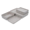 Welaxy Oatmeal Lidded Felt Drawer Organizers 3pc Office Makeup Storage Box - color: Oatmeal