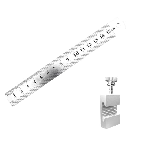1 PCS Aluminum Alloy Carpenter's Ruler Stoppers Steel Ruler Precision Scribe and Marking Gauge, for Woodworking and Measuring 15CM - color: Silver, size: 15cm