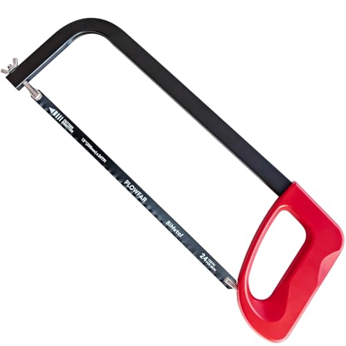 12” High-Tension Hacksaw Frame with 24 TPI Bi-metal Blade, Suitable for Metal, Wood, PVC, Carpentry