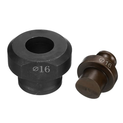 HARFINGTON Hydraulic Hole Punch Die 16mm Precise Round Hole Electric Punching Kit for MHP-20 JP-20, Burgundy & Black - size: 16mm