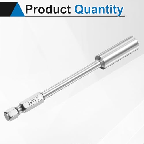 HARFINGTON Nut Driver Drill Bit 7mm Metric Socket 1/4" Hex Shank 3.94" (100mm) Long 6-Point Socket Quick Change CR-V Steel Bolt Setters for Power Drill Driver - size: 7mm