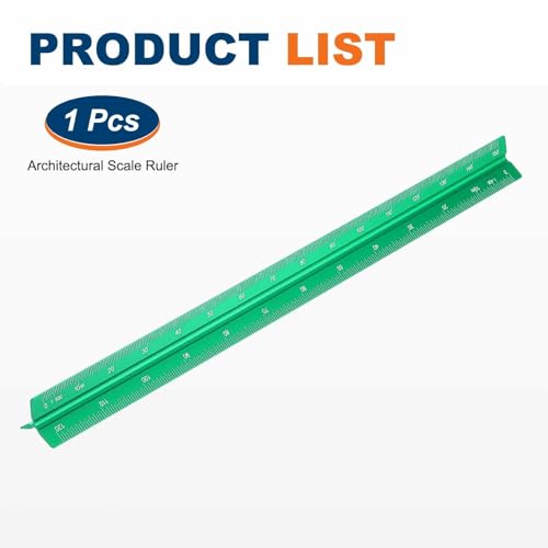 HARFINGTON Architectural Scale Ruler 12" Metric Aluminum Alloy Large Green - color: Green, size: 12 Inch