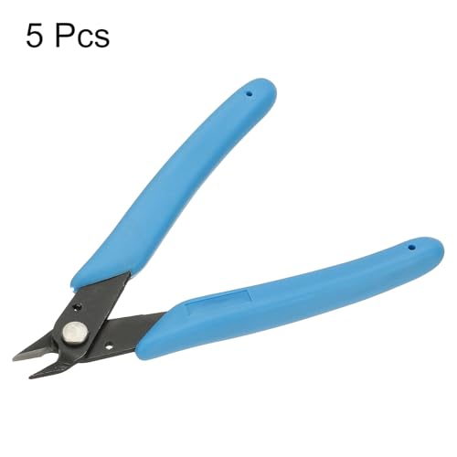 HARFINGTON 5pcs 5" Flush Cut Pliers Small Precision Wire Cutter Side Cutter Diagonal Cutting Pliers for Jewelry Model Electronic 3D Print, Light Blue - color: Light Blue