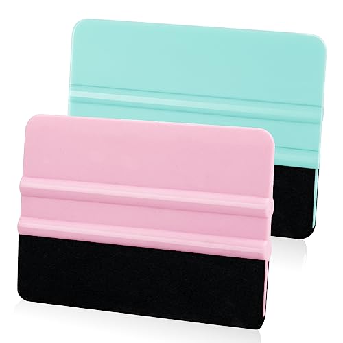 WRAPXPERT Vinyl Squeegee Tool,2 Pack Squeegees for Vinyls Pink and Teal,Felt Squeegee Vinyls Scraper Tool for Crafting Vinyl Application - color: Teal & Pink