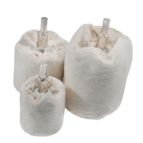 3 Pcs 1/4" Shank White Flannelette Polishing Wheels - style: Cylinder shape