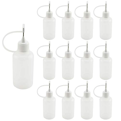 Tegg Precision Tip Applicator Bottle 12PCS 30ml Empty Needle Tip Glue Bottles for DIY Craft