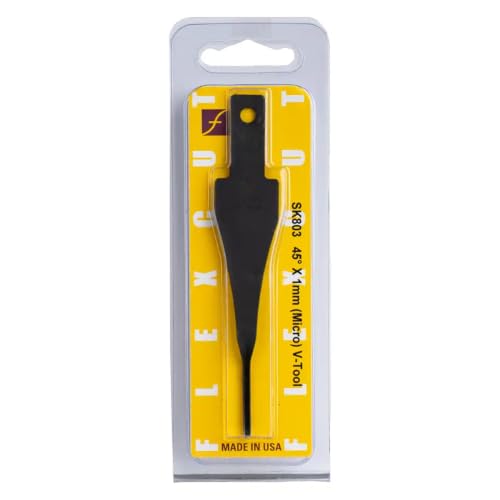 Flexcut Carving Tools 45-Degrees x 1mm V-Shaped Gouge SK803 | Razor Sharp High-Carbon Steel Blade for Linocuts and Fine Detail Work - size: 45 Degree X 1Mm V-Tool