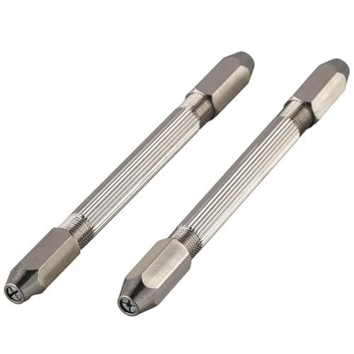 2 pcs Hex Hand Drill Pin Vise, Double Ended Micro Drill Bit, Manual Hand Drill Tool for Jewelry Making Watch Repair