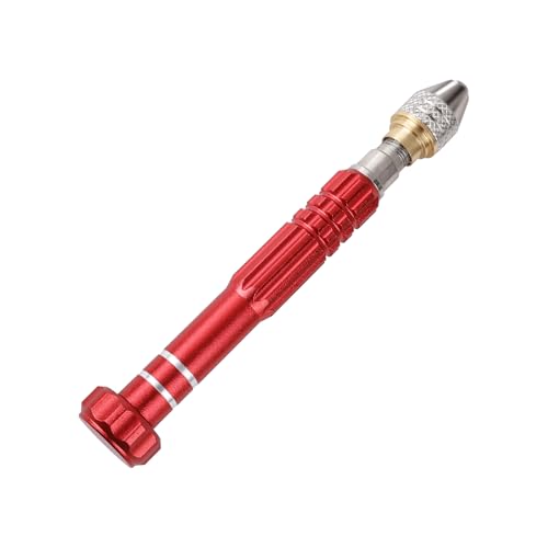 Precision Pin Vise Hand Drill, 3 Jaw Manual Drill SDZKQ-02 (Red) - color: Red