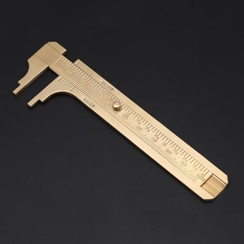 Sliding Gauge Vernier Caliper Ruler, Scale Vernier Caliper Solid Brass Sliding Gauge, mm/inch Handy Sliding Gauge Ruler Measuring Tool, Vernier Gauge Millimeters Tool for(Double