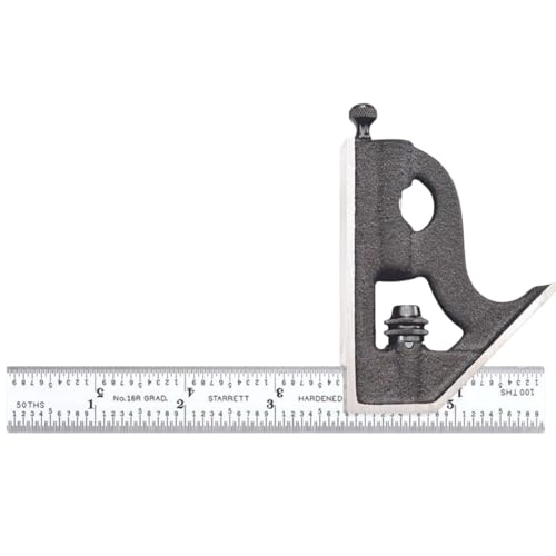 Starrett Steel Combination Square with Square Head, 6" Blade Length