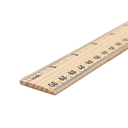 60 Pack Wooden Ruler 12 Inch Rulers Bulk Wood Measuring Ruler Office Ruler 2 Scale - color: 60 Pieces - 12 Inch
