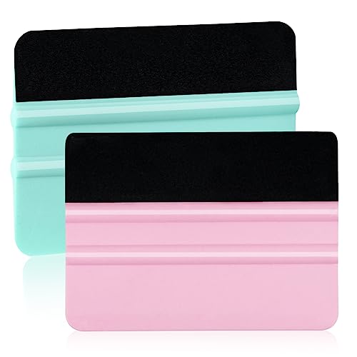 WRAPXPERT Vinyl Squeegee Tool,2 Pack Squeegees for Vinyls Pink and Teal,Felt Squeegee Vinyls Scraper Tool for Crafting Vinyl Application - color: Teal & Pink