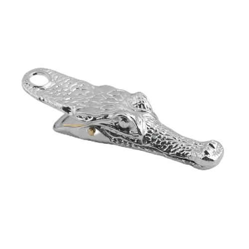 Vintage Crocodile Head Journal Clip - 3.4 Inch Heavy Duty Alligator Metal Book Clip Pin, Solid Decorative Bookmark Paper Organizer Notebook Holder Planner for Home Office Desk - color: Silver Clip