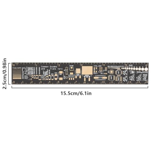 6in PCB Ruler, 15cm Resistor Capacitor Chip Ruler, Copper Printed Circuit Board Versatile Engineering Measurement Tool for Professional and Electronic Enthusiasts