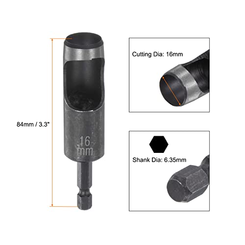 HARFINGTON Leather Hollow Punch Hex Shank for Drills, 16mm Dia Hole Punch for Thick Fabrics Leathercraft Working - size: 16mm