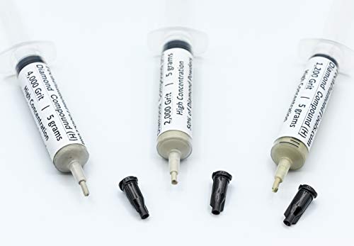 TechDiamondTools Diamond Polishing Paste Kit — 3 Grits (1200, 2000, 4000) | USA Made | Oil-Based Syringes | Progressive Polishing Set for Metal, Glass, Gemstone, Knife, Jewelry | 50% Diamond Powder - size: 1200 2000 4000 Grit, style: High 50% concentratio