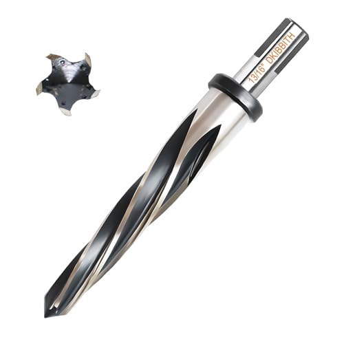 DKIBBITH 13/16" Bridge Construction Reamer Drill Bit, M2 HSS Taper Chucking Reamer for Steel Alloy Metal Wood Plastic, 1/2" Non-Slip Shank, 5-Spiral Flutes Car Reamer, to Align or Enlarge Holes, 21mm. - size: 13/16"
