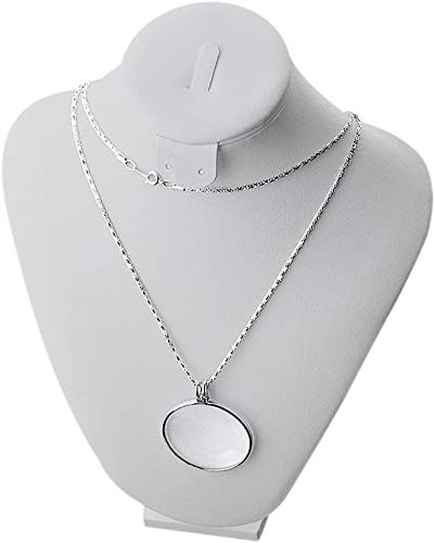 Necklace Magnifying Glass Reading Glasses Pendant Jewelry Optical Magnifier with Chain Necklace Neckglasses Portable Monocle for Reading Collecting Library (Silver, 5X) - color: Silver, 5x