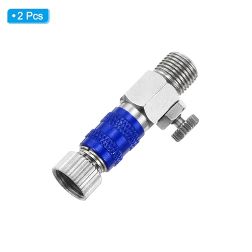 PATIKIL 1/8 Air Brush Connector Adapters, 2pcs Air Brush Quick Connect Air Brush Airflow Control Valve Quick Release Disconnect for Air Brush Hose, Blue - color: Blue