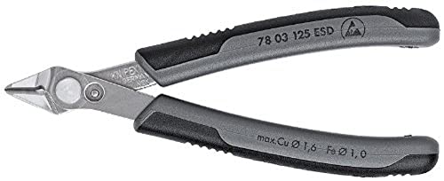 KNIPEX Tools 78 03 125 ESD Electronic Super-Knips, 5-Inch - size: 5-Inch without Lead Catcher