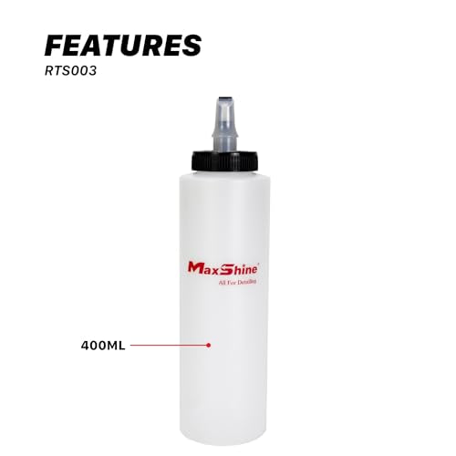Maxshine 400ml Universal Dispenser Bottle – Self-Cleaning Cap Squeeze Bottle Auto Accessory for Compound, Polish, Wax & Sealant – Chemical-Resistant HDPE, Leak-Proof Easy-Flow Car Detailing