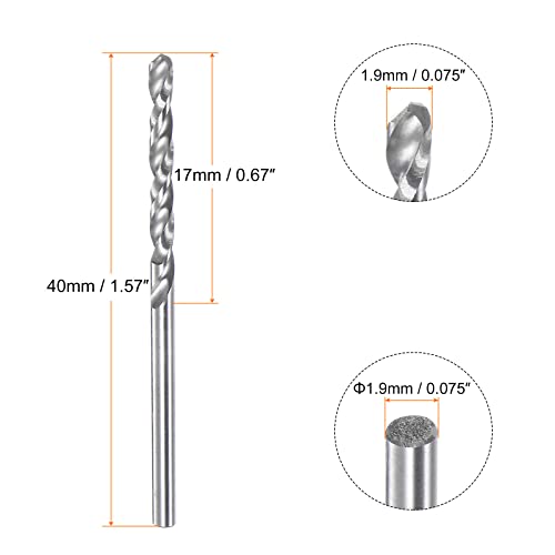 HARFINGTON Solid Carbide Drill Bit 1.9mm C3/K10 Tungsten Carbide Precision - size: 1.9mm